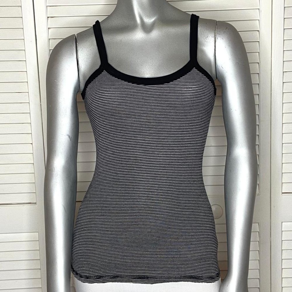 SoLow Yoga Athletic Black & White Striped Tank Top Camisole Cotton Blend XXS